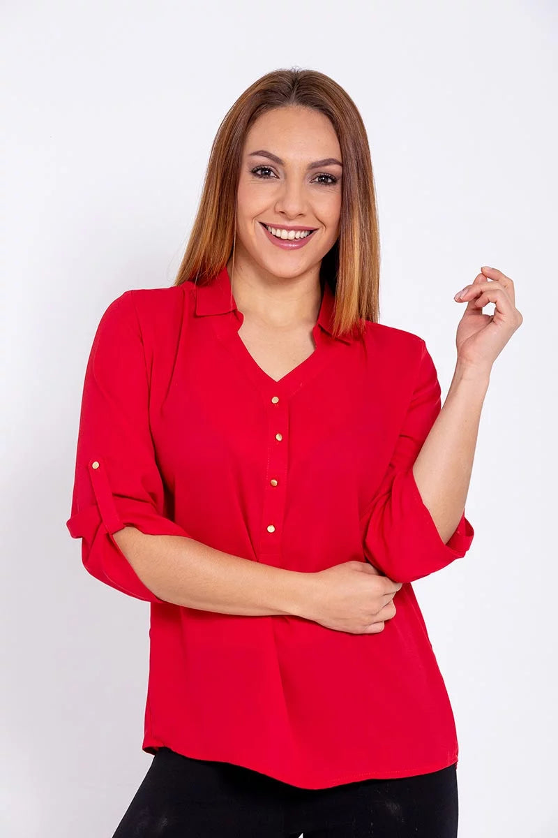 Blusa roja tipo camisera