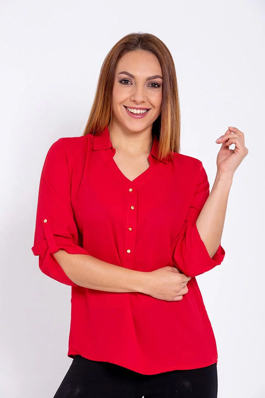Blusa roja tipo camisera